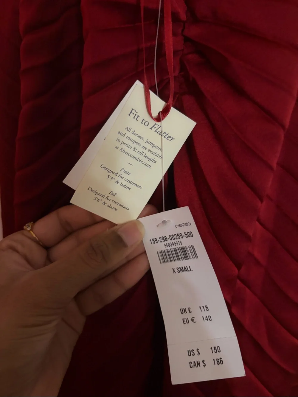 Abercrombie & Fitch Red Maxi Dress with Spaghetti Straps